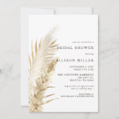 Invitation Rustique Terre Neutre Boho Pampas Fête des mariées (Devant)