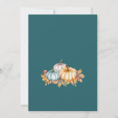 Invitation Rustique Thanksgiving citrouilles floraux turquois (Dos)