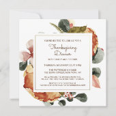 Invitation Rustique Thanksgiving Diner Aquarelle Florale (Devant)