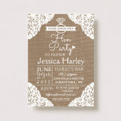 Invitation Rustique Toile de Jute & Blanc Dentelle Enterremen