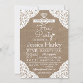 Invitation Rustique Toile de Jute & Blanc Dentelle Enterremen (Devant)