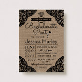 Invitation Rustique Toile de Jute et Dentelle Noire Enterreme