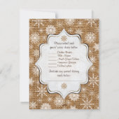 Invitation Rustique toile de jute, flocons de neige et cerfs  (Dos)