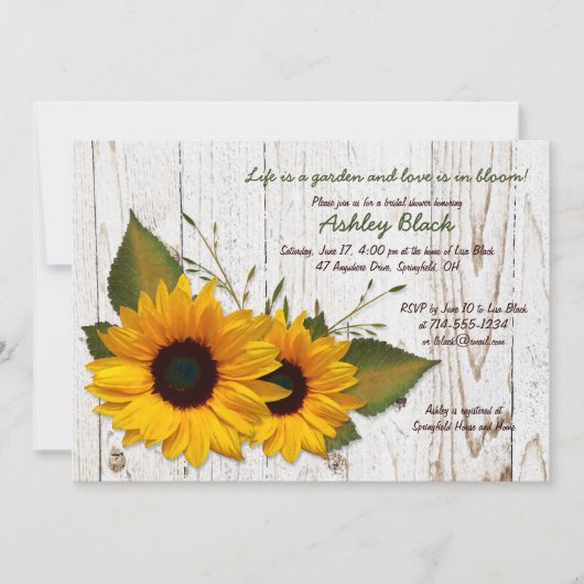 Invitation Rustique Tournesol Bridal Douche (Devant)