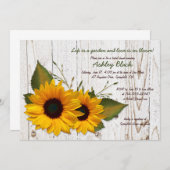 Invitation Rustique Tournesol Bridal Douche (Devant / Derrière)