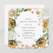 Invitation Rustique Tournesol Bridal Douche (Devant / Derrière)