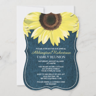 Invitation Rustique Tournesol Denim Famille Rencontre Invitat
