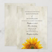 Invitation rustique tournesol Mariage champêtre (Devant / Derrière)