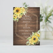 Invitation Rustique Tournesol Vert Mariage Enregistrer La Dat (Debout devant)