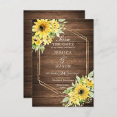 Invitation Rustique Tournesol Vert Mariage Enregistrer La Dat (Devant / Derrière)