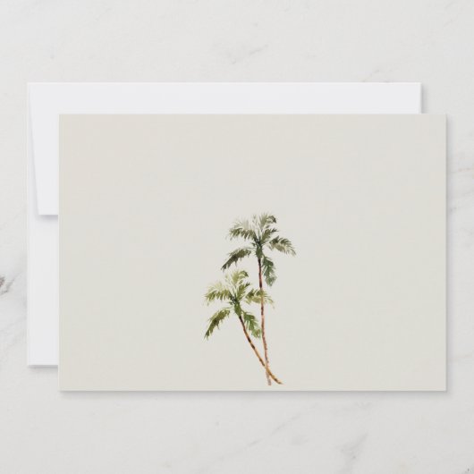 Invitation Rustique Tropical Palm Trees Beach Sand Vow Renouv (Dos)