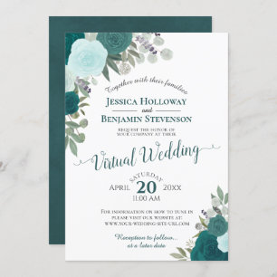 Invitation Rustique Turquoise aquarelle Floral Mariage virtue