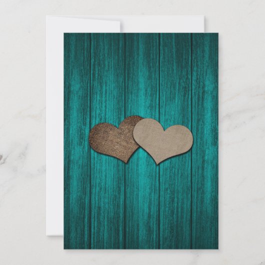 Invitation Rustique Turquoise Burlap Heart Mason Jar Mariage (Dos)