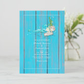 Invitation Rustique Turquoise et Coral Beach QR Code Mariage (Debout devant)