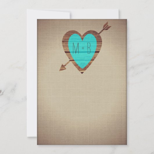 Invitation Rustique Turquoise flèche Mariage campagnard Invit (Dos)