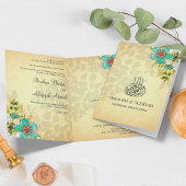Invitation Rustique Turquoise Floral musulman musulman Mariag