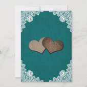 Invitation Rustique Turquoise Grange Bois Burlap Mariage dent (Dos)