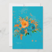 Invitation Rustique Turquoise Orange Aquarelle Mariage Floral (Dos)