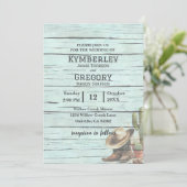 Invitation Rustique Turquoise Pays Western Boots Casquette (Debout devant)