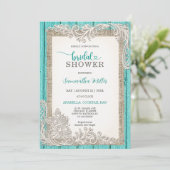 Invitation Rustique Turquoise pour une Baby Shower (Debout devant)