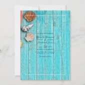 Invitation Rustique Turquoise QR Code RSVP Beach Wedding (Devant)