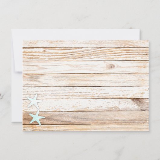 Invitation Rustique Turquoise Starfish Seashell Mariage Invit (Dos)