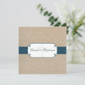 Invitation Rustique Turquoise Vert Beige Burlap Baptême Invit (Debout devant)
