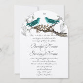Invitation Rustique Turquoise vert Vintage Lovebirds Mariage (Devant)