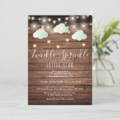 Invitation Rustique Twinkle Sprinkle Little Star Baby shower (Debout devant)