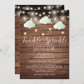 Invitation Rustique Twinkle Sprinkle Little Star Baby shower (Devant / Derrière)