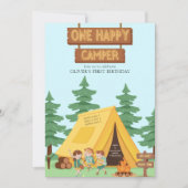 Invitation Rustique un heureux camper premier anniversaire (Devant)