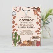 Invitation Rustique un petit cowboy baby shower occidental (Debout devant)