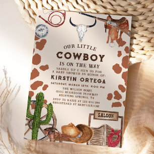 Invitation Rustique un petit cowboy baby shower occidental