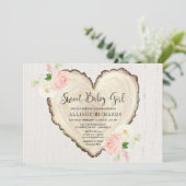 Invitation Rustique Valentines Jour rose floral fille baby sh (Debout devant)