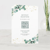 Invitation Rustique Végétalité Or Eucalyptus Code QR Mariage (Dos)