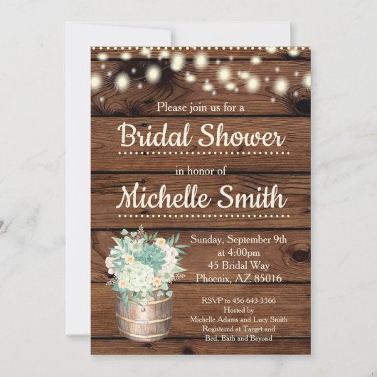 Invitation Rustique verdure Baril nuptiale de douche Invitati (Devant)