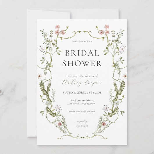 Invitation Rustique Verdure & Floral Douche nuptia (Devant)