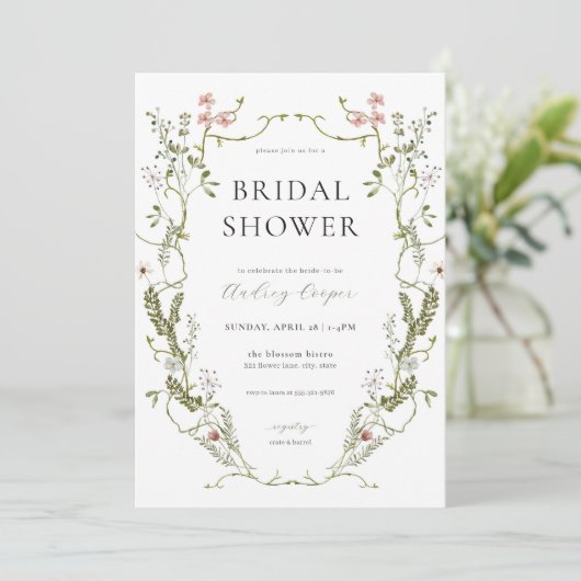Invitation Rustique Verdure & Floral Douche nuptia (Debout devant)