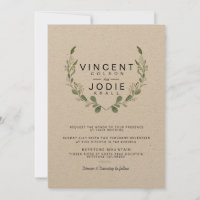 Rustique verdure Wreath Aquarelle Mariage Inviter