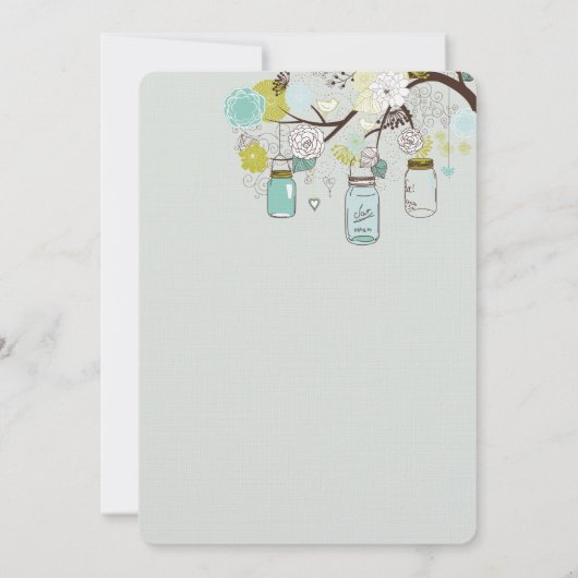 Invitation Rustique Vert Bleu Vert Mason Jarres Mariage (Dos)