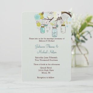 Invitation Rustique Vert Bleu Vert Mason Jarres Mariage