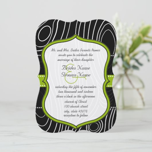 Invitation Rustique Vert Pays Mariage de grain de bois (Debout devant)