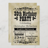 Invitation Rustique Vintage 30e anniversaire de fête Invitati (Devant / Derrière)