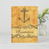 Invitation rustique, vintage, ancre mariage nautique invite (Debout devant)
