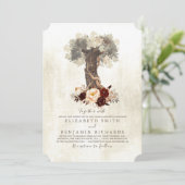 Invitation Rustique Vintage Arbre Bourgogne Floral Mariage (Debout devant)