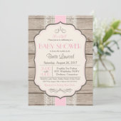 Invitation rustique vintage, bébé ou nuptiale de (Debout devant)