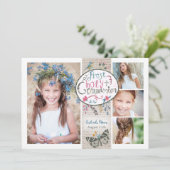 Invitation Rustique Vintage Beige Première Communion sainte f (Debout devant)