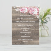 Invitation Rustique vintage bouquet rose Mariage (Debout devant)