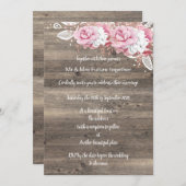 Invitation Rustique vintage bouquet rose Mariage (Devant / Derrière)