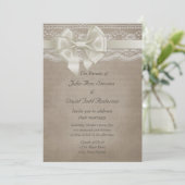 Invitation Rustique Vintage Burlap & Lace Mariage (Debout devant)